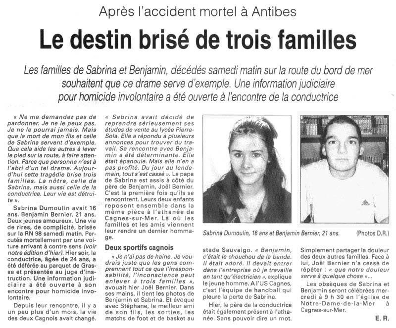 Article de Nice-Matin du 26 mai 2003